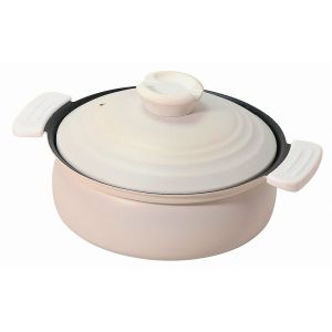 パール金属 パール金属 軽量 ふっ素加工 IH対応 土鍋風 卓上鍋 18cm ホワイト HC-0459