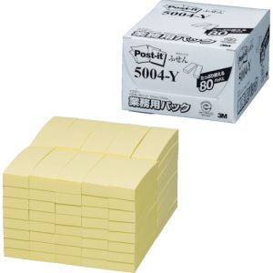 スリーエム 3M スリーエム 3M 5004-Y ポスト イット 75X25mm イエロー100枚X80パッド=8000枚入
