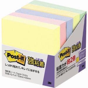 スリーエム 3M スリーエム 3M 650-5SSAP ポスト イット 強粘着 50X50mm 90枚X5パッド 4色混色