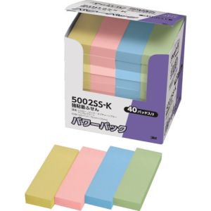 スリーエム 3M スリーエム 3M 5002SS-K ポスト イット 強粘着75X25mm90枚X40パッド4色混色 3600枚