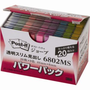 スリーエム 3M スリーエム 3M 6802MS ポスト イット ジョーブ パワーパック透明スリム見出し 44X6mm
