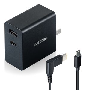 エレコム ELECOM エレコム ACDC-PD09525BK ノートPC用ACアダプター/PD対応/52.5W/Type-C1ポート/USB-Aメス1ポート/2m