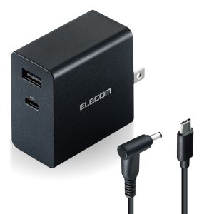 エレコム ELECOM エレコム ACDC-PD10525BK ノートPC用ACアダプター/PD対応/52.5W/Type-C1ポート/USB-Aメス1ポート/2m