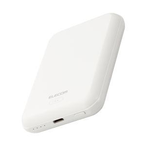 ELECOM エレコム エレコム DE-C40-5000WH モバイルバッテリー リチウムイオン電池 ワイヤレス充電器 マグネット対応 5000mAh 2.4A USB-C入出力1ポート ホワイト