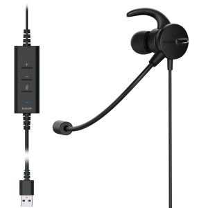 エレコム ELECOM エレコム HS-EP100UNCBK 有線イヤホン デュアルマイクノイズリダクション ミュート ボリューム手元スイッチ USB-A 片耳 ブラック