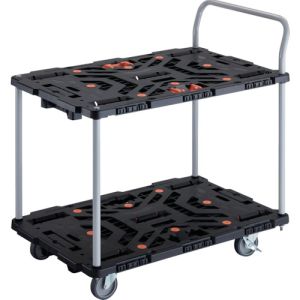 トラスコ中山 TRUSCO BT924J5S2-E100T 連結式樹脂製2段台車 ビートル 900X600 自在5輪 内2輪ストッパー付 ハンドル付 メーカー直送 代引不可 北海道沖縄離島不可