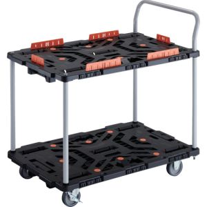 トラスコ中山 TRUSCO BT924KJ3S2-E100 連結式樹脂製2段台車 ビートル 900X600 自在3輪 内2輪ストッパー付 柵 ハンドル付 メーカー直送 代引不可 北海道沖縄離島不可