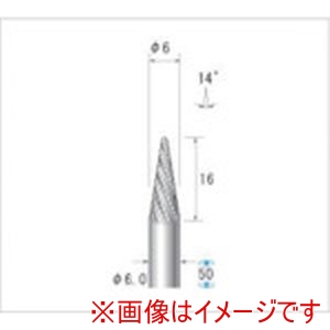 ナカニシ ナカニシ 21541 チタンコート超硬カッター テーパー先丸型 ダブルカット 直径6×16×軸直径6 14°