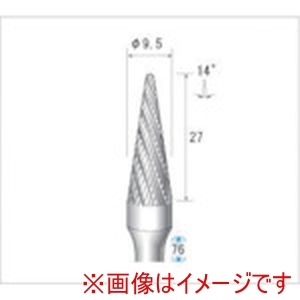 ナカニシ ナカニシ 21542 チタンコート超硬カッター テーパー先丸型 ダブルカット 直径10×30×軸直径6 14°