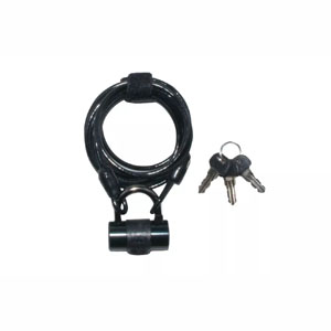 ジェイ＆シー J&C J&C ワイヤー錠 4mm×1800mm ブラック JC-019W シリンダーキー3本付 自転車 カギ