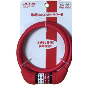 ジェイアンドシー J&C ジェイアンドシー J&C 小型可変ダイヤルワイヤー錠 レッド JC-059W R