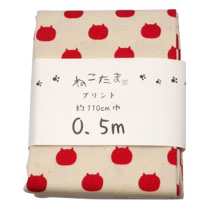 日吉商会 日吉商会 オックス生地 ねこたま オックスカットクロス りんご 110ｘ50cm NTSC-1H