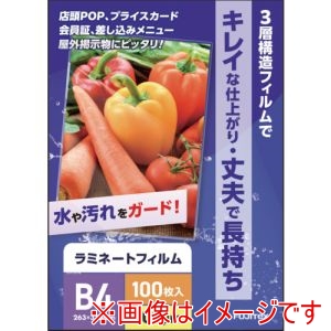 フジテックス フジテックス 1117033005 ラミネートフィルム100ミクロン B4 100枚入り