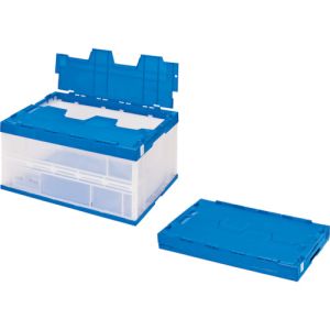 積水 積水 STSF7DB TMB 折りたたみコンテナ エコタイプ フタ一体型 透明×ダークブルー 75リットル メーカー直送 代引 北海道沖縄離島不可