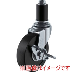 ユーエイキャスター YUEI ユーエイキャスター LTF-40RS-16 差し込み式 自在 キャスター ゴム 車輪径40mm ストッパー付き Lタイプ LTF-S型 パイプ径16