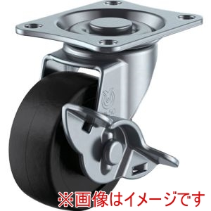 ユーエイキャスター YUEI ユーエイキャスター LG-50RS プレート式 自在 キャスター ゴム 車輪径50mm ストッパー付き Lタイプ LG-S型 取付寸法46×35