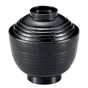 若泉漆器 若泉漆器 荒筋木目椀 黒 3寸
