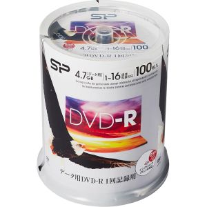 シリコンパワー Silicon Power SPDR47PWC100S データ用DVD-R 1-16倍速記録対応 インクジェットプリンタ対応 100枚スピンドル