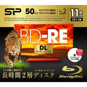 シリコンパワー Silicon Power SPBDREV50PWA11P 2倍速対応 BD-RE DL 11枚パック50GB