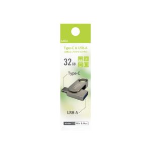LAZOS LAZOS L-USC32 Type-C ＆USB-A USB3.0フラッシュメモリ 回転式 32GB