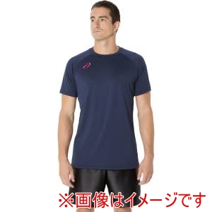 アシックス asics アシックス 2053A212 プラクティス半袖シャツ 背面ビックロゴ ミッドナイト XL
