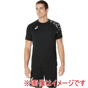 アシックス asics アシックス 2053A213 トップラインファミリー半袖シャツ パフォーマンスブラックxブリリアントホワイト L
