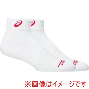 アシックス ASICS アシックス 3053A163 サポートショートソックス12 ブリリアントホワイトxファイアリーレッド L