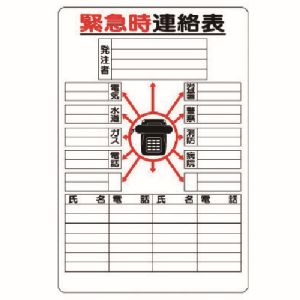 ユニット UNIT ユニット 317-43 緊急時連絡表 紙 大
