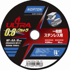 サンゴバン NORTON NORTON 2TWC107ULT081P 切断砥石 ウルトラ 107mm×0.8mm 10個 メーカー直送 代引不可 北海道沖縄離島不可