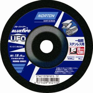 サンゴバン NORTON NORTON 2TWC107BFUFO1P オフセット型切断砥石 ブルーファイヤ―UFO 107mm×1.0mm 10個 メーカー直送 代引不可 北海道沖縄離島不可