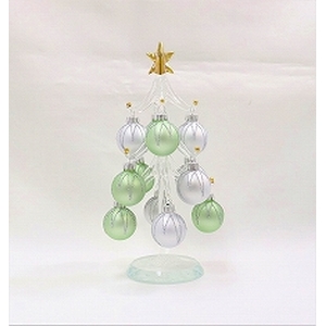 東京ローソク 東京ローソク 20cm ガラスツリー シルバー＆グリーン 225822 025822