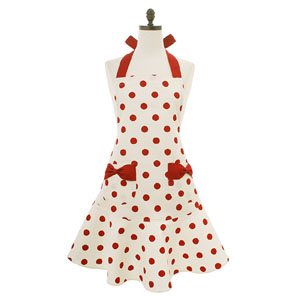 アームボーテ アームボーテ ワインレッドドット ガールズワンピース フレアーエプロン