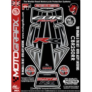 モトグラフィックス MOTOGRAFIX モトグラフィックス MT-TH027KKR タンクパッド BLK/BLK/レッド CBR250RR 17-