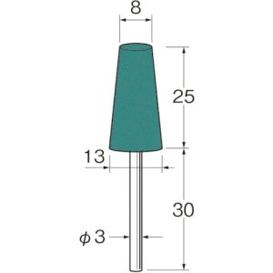 日本精密機械工作 リューター R3333 軸付グリーンカーボランダムゴム砥石外径 mm :8粒度 # :220 日本精密機械工作