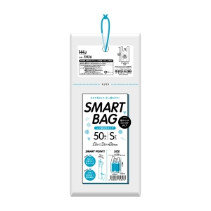 ハウスホールドジャパン ハウスホールドジャパン SMART BAG ひも付き レジ袋 S 白 コンパクトタイプ 50枚入り TN36