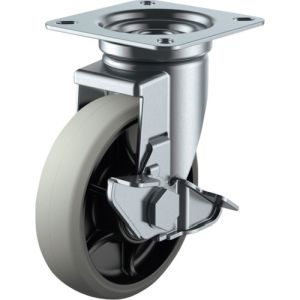 ユーエイ ユーエイ GUJ-75S プレート式 自在 キャスター ウレタン 車輪径75mm ストッパー付き Jタイプ J-S型 取付寸法63×63