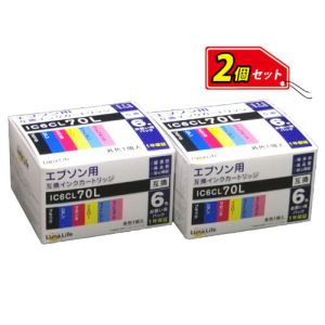 ワールドビジネスサプライ Luna Life エプソン用 互換インクカートリッジ IC6CL70L 6本パック×2 お買得セット LN EP70/6P*2PCS