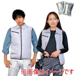 岡潮 岡潮 20203N-M-0910 冷感保冷剤付き 空調ベスト+バッテリー付20203 シルバー M