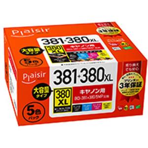プレジール Plaisir プレジール PLE-C381-5P インク マルチパック 汎用品 PLE-C381(BK/C/M/Y)+PLE-C380XLB Plaisir