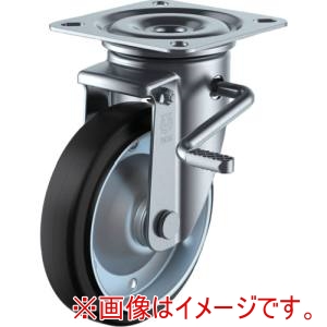 ユーエイ ユーエイ PMS-100WBLB R プレート式 自在 キャスター ゴム 車輪径100mm ストッパー付き PMタイプ PMS-LB R型 取付寸法74×74 67×67