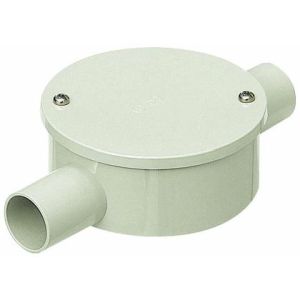未来工業 ミライ 未来工業 PVM14-2SKM 露出用丸形ボックス カブセ蓋 2方出 適合管VE14 ミルキーホワイト 1個