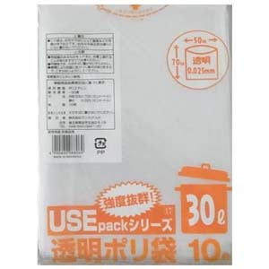サンスクリット サンスクリット 透明ごみ袋 30L 10枚 USE17