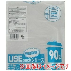 サンスクリット サンスクリット 半透明 ごみ袋 薄手 90L 5P USE15