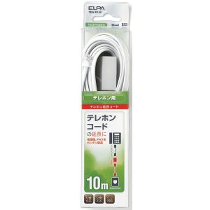 朝日電器 エルパ ELPA エルパ TEW-E100 TEL用延長コード6極2 4芯 10m ELPA 朝日電器