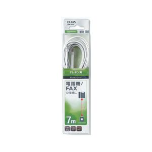 朝日電器 エルパ ELPA エルパ TEW-T070 テレホンコード6極2 4芯 7m ELPA 朝日電器