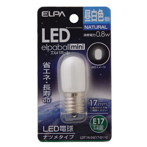 朝日電器 エルパ ELPA エルパ LDT1N-G-E17-G110 LEDナツメ球 電球 E17 昼白色 ELPA 朝日電器