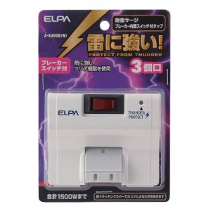 朝日電器 エルパ ELPA エルパ A-S400B W サージ付集中SW 3Pタップ ELPA 朝日電器