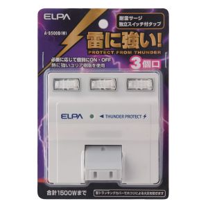 朝日電器 エルパ ELPA エルパ A-S500B W サージ付個別SW 3Pタップ ELPA 朝日電器