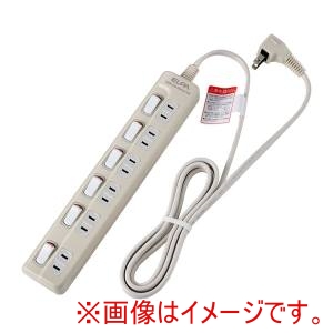 朝日電器 エルパ ELPA エルパ WLS-620EB(W) ランプレスタップ 6個口 2m ELPA 朝日電器