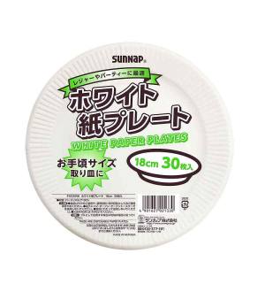 サンナップ SUNNAP サンナップ ホワイト カミプレート 18cm 30枚入 P1830WH